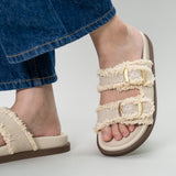 Suleika Buckled Strap Sandals (Beige)