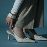 Anais Crinkle Gathered Heels (White)