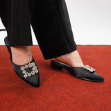 Doretta Embellishment Slip Ons Heels (Black)