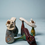 Rowan Floral Sandals (Burgundy)