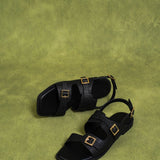 Amari Buckle Sandals (Black)