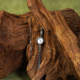 Sora Rhinestone Analog Watch with Bracelet Set (Silver)