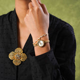 Sora Rhinestone Analog Watch with Bracelet Set (Rose Gold)