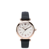 Endora Rose Gold Leather Strap Watch Metal Analog (Black)