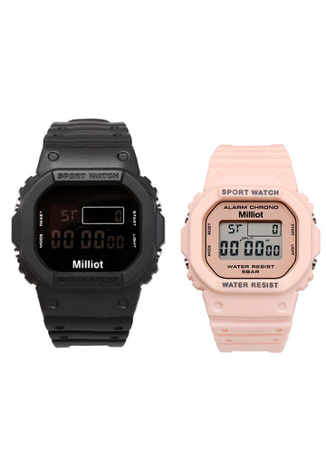 Memories With You Digital Couple Watch Set (Black/Pink)