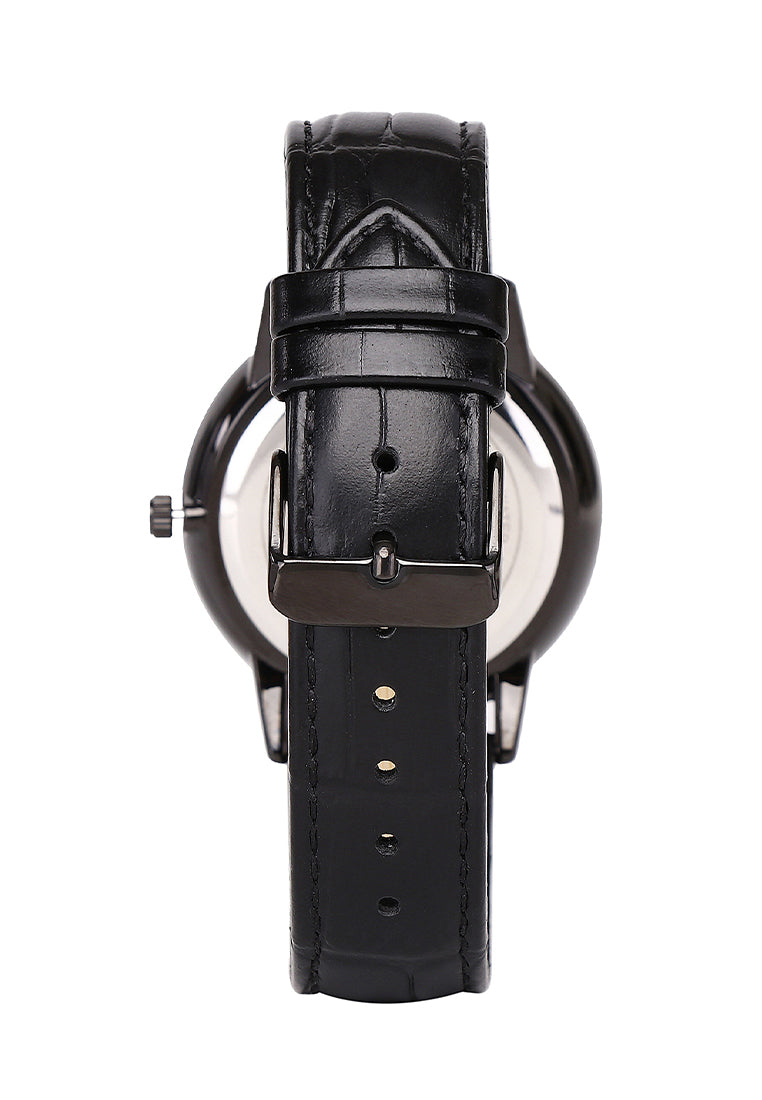 Dejan Leather Analog Watch (Black)