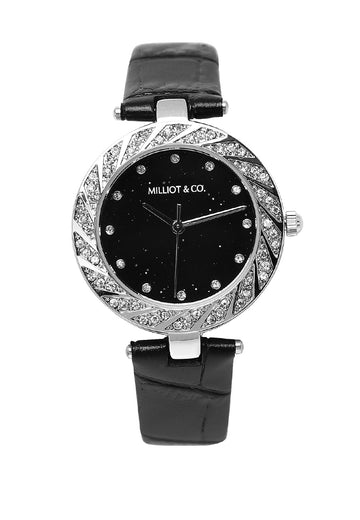 Caitlin Leather Analog Watch (Black)