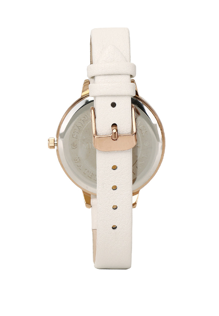 Fiorella Leather Analog Watch Set (White)