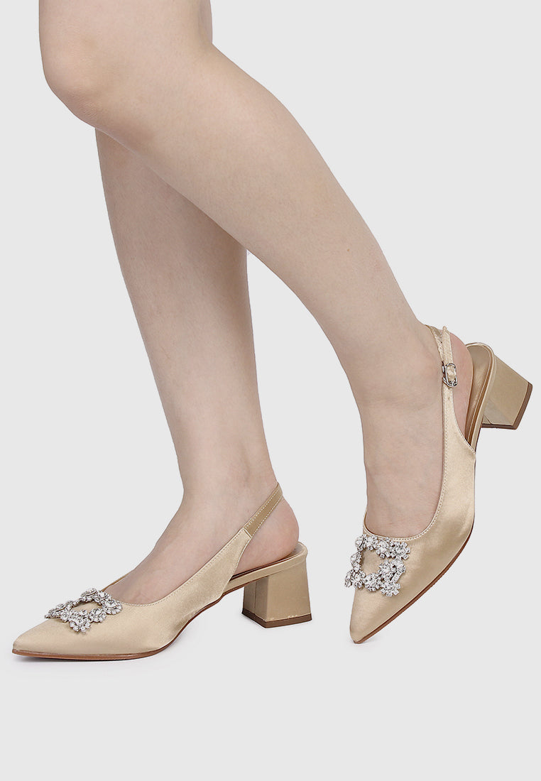 Doretta Pointed Toe Heels (Gold)