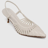 Chantel Pointed Toe Heels (White)