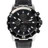 Antonio Silver Leather Watch (Black)