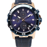 Antonio Rose Gold Leather Watch (Navy)