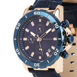 Antonio Rose Gold Leather Watch (Navy)