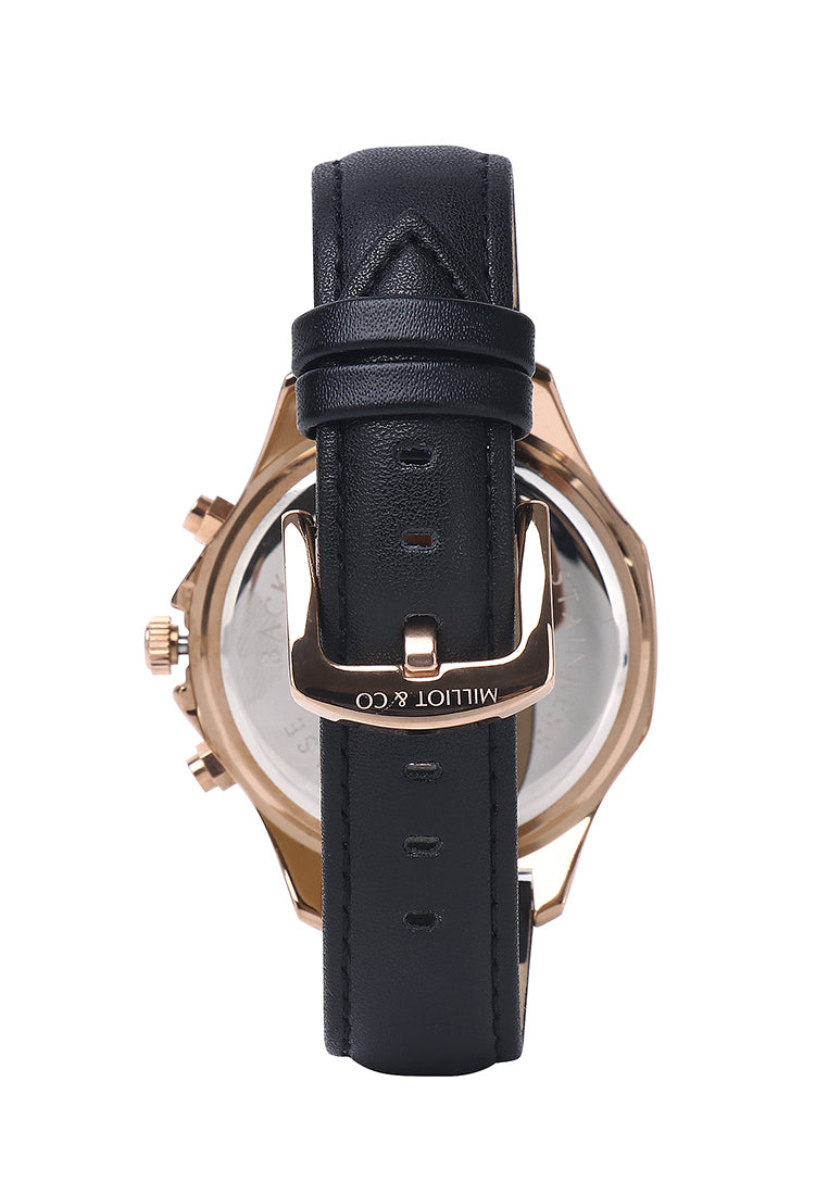 Alex Gold Leather Watch (Black)