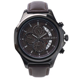 Alex Black Leather Watch (Chocolate)