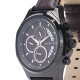 Alex Black Leather Watch (Chocolate)