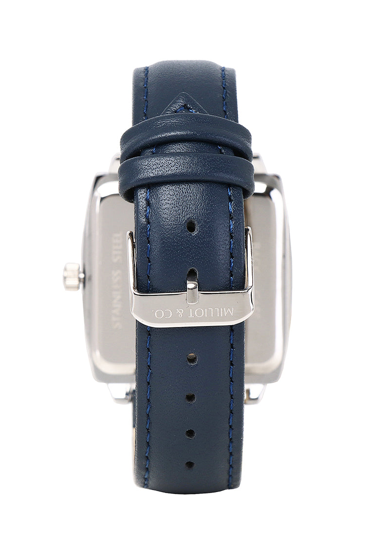 Sean Silver  Leather  Watch (Midnight Blue)