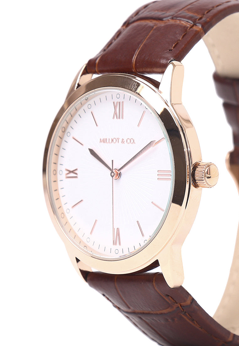 Edry Rose Gold  Leather  Watch (Chocolate)