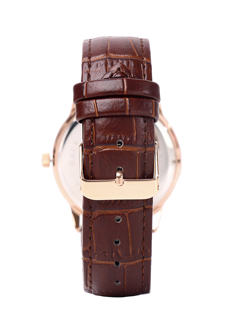Edry Rose Gold  Leather  Watch (Chocolate)