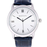 Edry Silver  Leather  Watch (Navy)