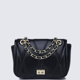 Raina Quilted Chain Strap Bag (Black)