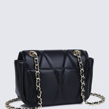 Raina Quilted Chain Strap Bag (Black)