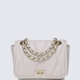 Raina Quilted Chain Strap Bag (Beige)