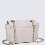 Raina Quilted Chain Strap Bag (Beige)