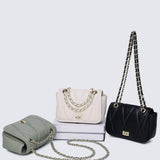 Raina Quilted Chain Strap Bag (Beige)