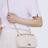 Raina Quilted Chain Strap Bag (Beige)