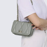 Raina Quilted Chain Strap Bag (Olive Drab)