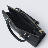 Ceci Double Top Handle Bag (Black)