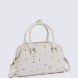 Cherry Bomb Chubby Top Handle Bag (Beige)