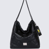 Smiley Life Is Good Chain Drawstring Handbag (Black)