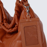 Smiley Life Is Good Chain Drawstring Handbag (Dark Orange)