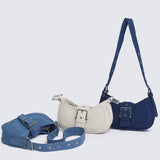 Miriam.J Belted Shoulder Bag (Steel Blue)