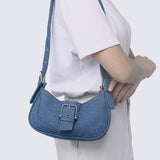 Miriam.J Belted Shoulder Bag (Steel Blue)