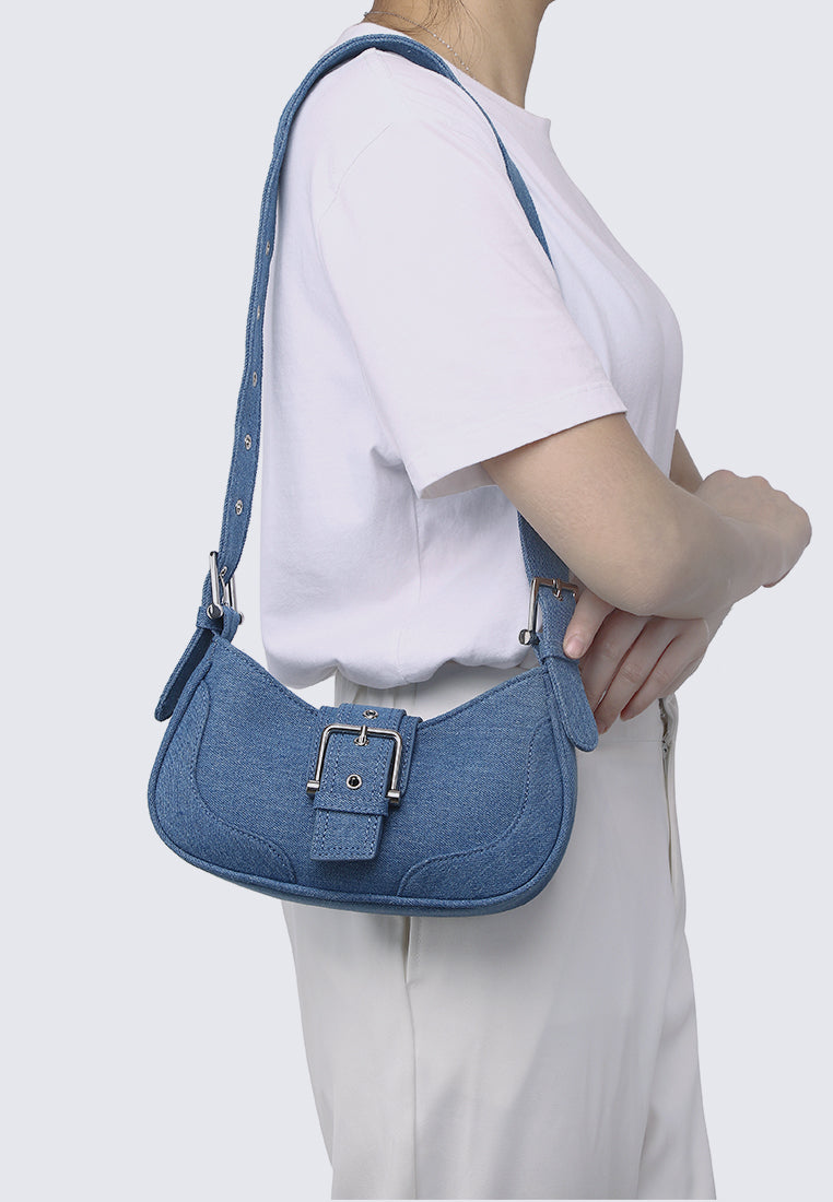 Miriam.J Belted Shoulder Bag (Steel Blue)