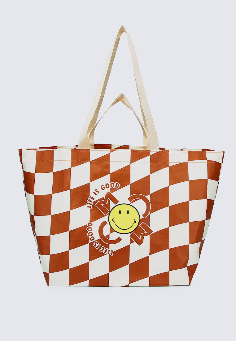 Smiley Cheer Up! Tote Bag 2 In 1 Set (Firebrick)