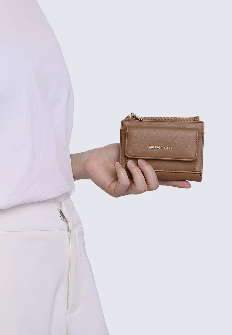Candy Pop Top Zip Mini Wallet (Brown)
