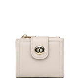 Lizzy Turn-Lock Top Zip Mini Wallet (Bone)