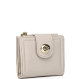 Lizzy Turn-Lock Top Zip Mini Wallet (Bone)