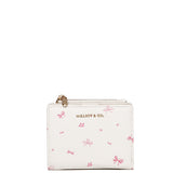 Tie A Ribbon Top Zip Mini Wallet (Beige)