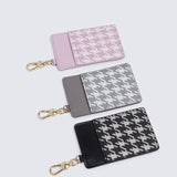 Jess-Houndstooth-Print Card Holder (Black)