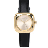 Riley Gold Leather Analog Watch (Black)