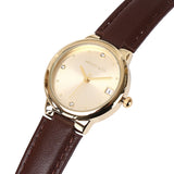 Freja Gold Leather Analog Watches (Brown)