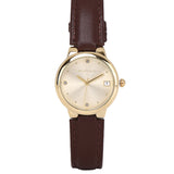 Freja Gold Leather Analog Watches (Brown)