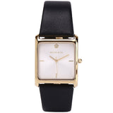 Atharis Gold Leather Watch with Necklace Set (Black)