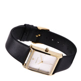 Atharis Gold Leather Watch with Necklace Set (Black)