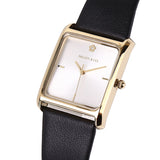 Atharis Gold Leather Watch with Necklace Set (Black)